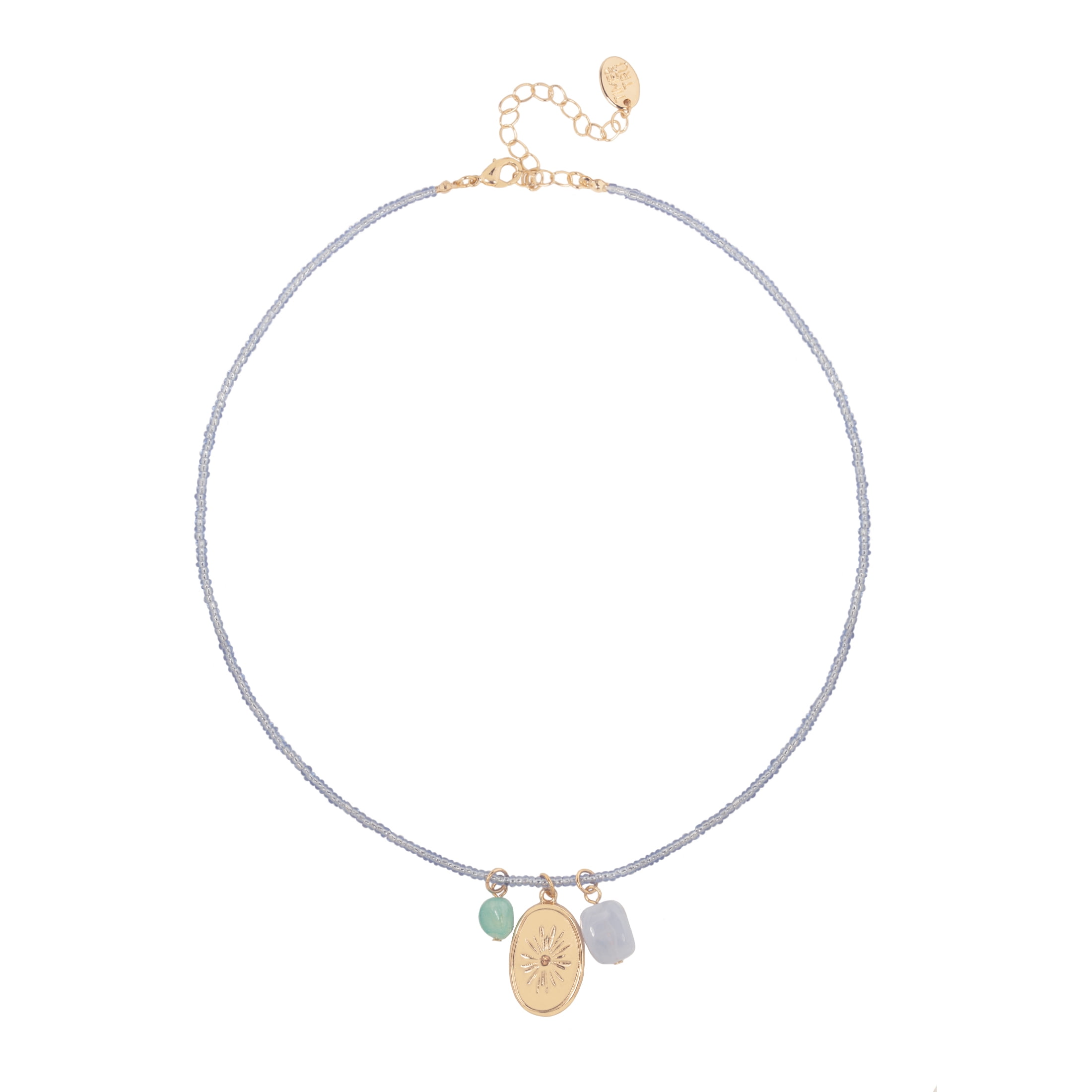 Time and Tru Women’s Gold Tone Beaded Necklace with Mixed Charms