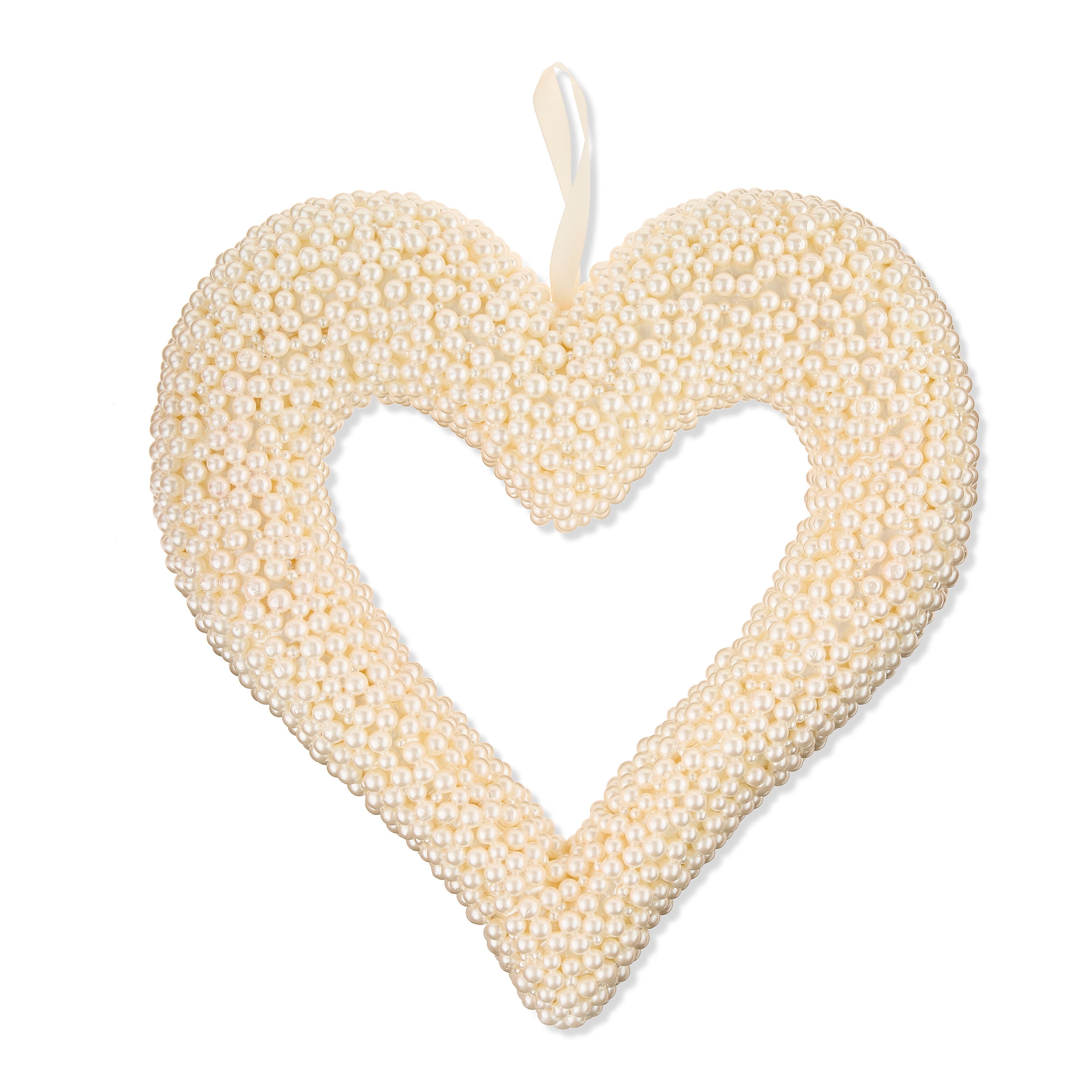 Beaded Pearl Heart Wreath, White, 16", Valentine's Day by Way To Celebrate