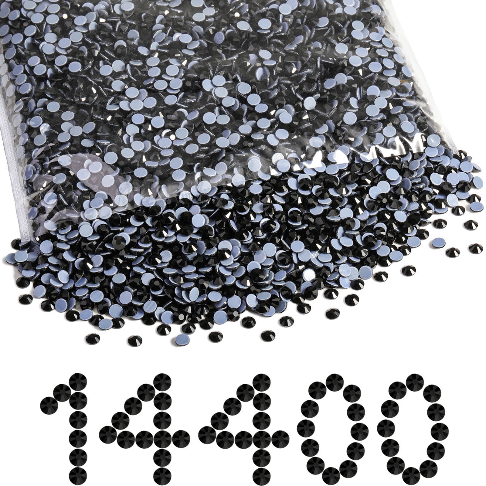 BEADSLAND 14400PCS Hotfix Rhinestones Bulk for Crafts DIY, Black, SS16