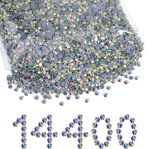 BEADSLAND 14400PCS Hotfix Rhinestones Bulk for Crafts DIY, Crystal AB, SS10