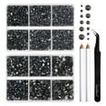 thumbnail image 1 of BEADSLAND 6080PCS Gray Hotfix Rhinestones, 6 Sizes with Wax Pencil and Tweezers Kit, SS6-SS30, Black Diamond, 1 of 5