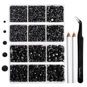 BEADSLAND 6736PCS Hotfix Rhinestones for Crafts, 5 Sizes, SS6-SS30, Black