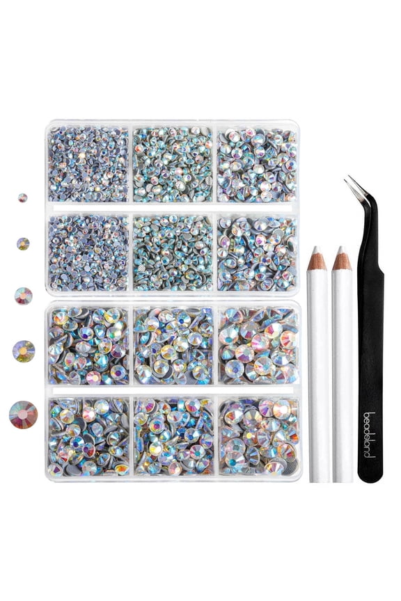 6736PCS Hotfix Rhinestones for Crafts, 5 Sizes, SS6-SS30, Crystal AB