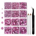 thumbnail image 1 of 6736PCS Hotfix Rhinestones for Crafts, 5 Sizes, SS6-SS30, Pink, 1 of 3