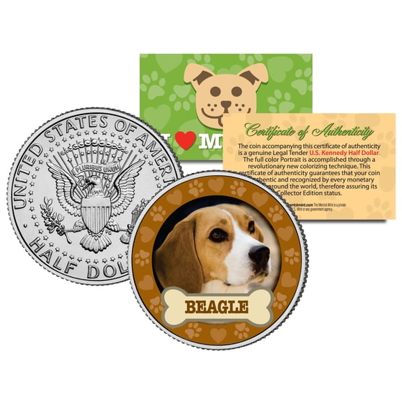 BEAGLE Dog JFK Kennedy Half Dollar US Colorized Coin