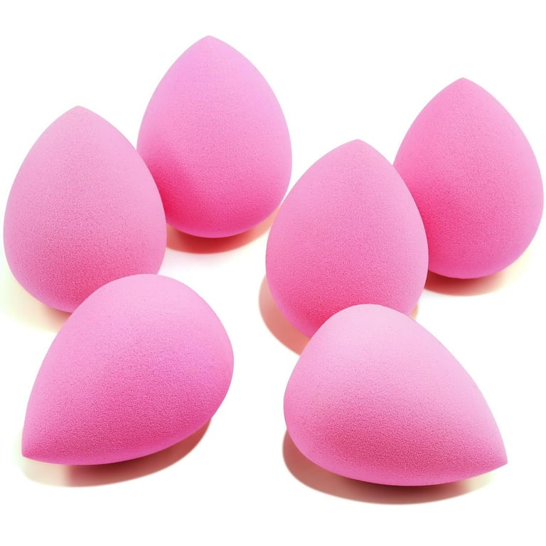 BEAKEY Makeup Sponge Latex Free Beauty Sponge Blender for Blending Foundation Powder Pink 6 Count