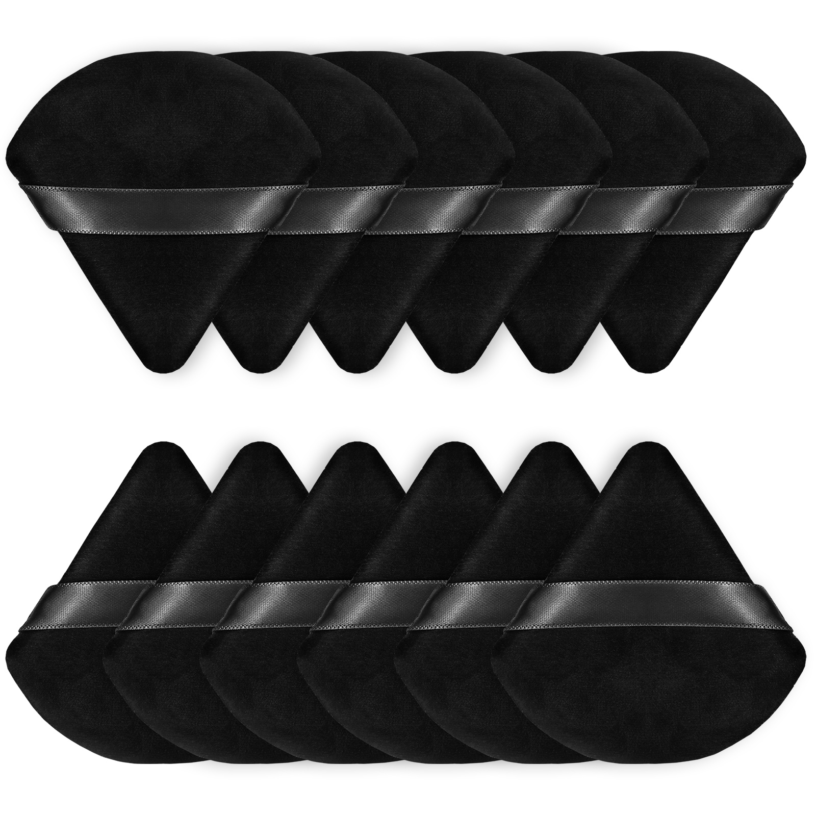BEAKEY Powder Puffs for Face, Triangle Velour Beauty Sponge for Powder