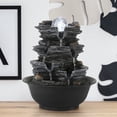 thumbnail image 1 of BEAMNOVA 10.2"Tall Tabletop Water Fountain, 3 Tier Rockery Waterfalls Indoor Fountain with Rolling Ball, White Light, 1 of 7