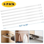 BEAMNOVA 6Pcs Tension Curtain Rod for Windows Cabinet Wardrobe Closet 15.7-28 Adjustable, 1/2 Diameter, White