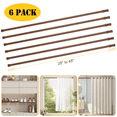 thumbnail image 1 of BEAMNOVA 6Pcs Tension Curtain Rod for Windows Cabinet Wardrobe Closet 28"-48" Adjustable, 1/2" Diameter, Brown, 1 of 8