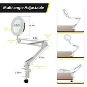 BEAMNOVA 5X/10X Magnifying Glass with Light, 3 Color Modes, 10 Brightness Dimming Real Glass Lens LED Lighted Magnifier, Adjustable Swing Arm with Clamp Desk Lamp for Craft Repair Crochet Puzzle