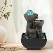 BEAMNOVA 7.9"H Indoor Tabletop Fountain with Rolling Ball & LED Light, Small Resin Waterfall Fountain Decor