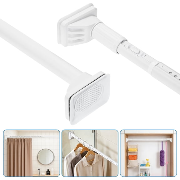 BEAMNOVA 76"-98" Adjustable Tension Curtain Rod, No Drilling Multifunctional Telescopic Shower Curtains Rod, Anti-Skid and Rust-Resistant, 110 lbs Load Capacity, White