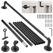 Curtain Rods for 66"-120" Windows, Industrial Adjustable Wrap-Around Blackout Drapery Rod, Wall/Ceiling Mount, Black (1 Pack)