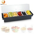 thumbnail image 1 of BEAMNOVA Chilled Condiment Server with Lid, 6 Tray Ice Chilled Fruit Salad Garnish Condiment Caddy Containers for Bar, Serving and Dishes (1 Pack), 1 of 9