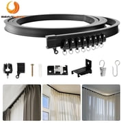 BEAMNOVA Flexible Ceiling Curtain Track, 13.1ft Bendable Curtain Rail System for Room Divider RV Camper Bay Window Curtains, Black