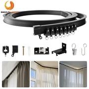 BEAMNOVA Flexible Ceiling Curtain Track, 19.6ft Bendable Cuttable Curtain Rail System for Room Divider RV Camper Bay Window Curtains, Black