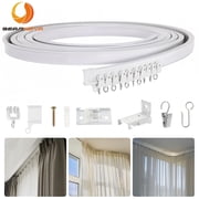 BEAMNOVA Flexible Ceiling Curtain Track, 16.4ft Bendable Cuttable Curtain Rail System for Room Divider RV Camper Bay Window Curtains, White
