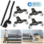 BEAMNOVA Furniture Mover Sliders Dolly & Lifter Tool Set, 1000lbs Load Heavy Furniture Transport Moving Tools with 360  Rotation Wheels Black, Metal