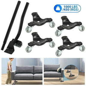 BEAMNOVA Furniture Mover Sliders Dolly & Lifter Tool Set, 1000lbs Load Heavy Furniture Transport Moving Tools with 360 Rotation Wheels (Black, Metal)