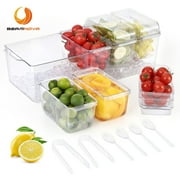 BEAMNOVA Ice Chilled Condiment Server Tray, Bar Fruit Caddy with Lid and 5 Removable Compartments, Clear Ice Condiment Serving Tray for Party, Toppings Bar Container