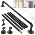 thumbnail image 1 of BEAMNOVA Industrial Curtain Rod for Windows, 48" to 84" Adjustable Long Curtain Rod, Black Iron Curtain Rod for Outdoor/Indoor, Wall Mounted or Ceiling (2 Pack), 1 of 8