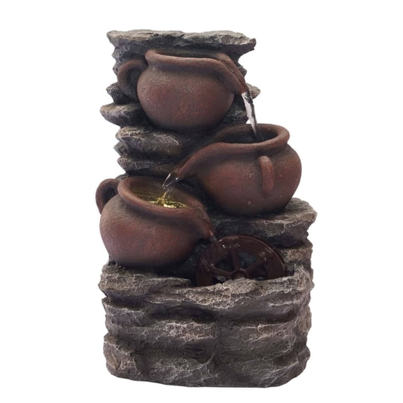 BEAMNOVA Tabletop Water Fountain, 3 Tier Indoor Flowing Waterfall Desktop Fountain Decor with LED Warm Light