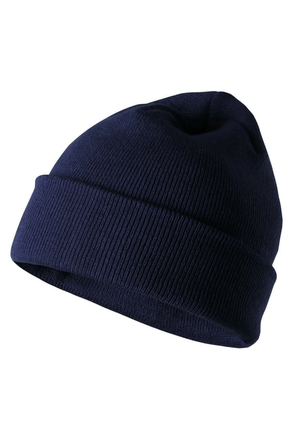 BEANIE Cap Hat Ski Snowboard Basic SOLID Headwear Warm Winter Cupped Multi color (7fb001_Navy)
