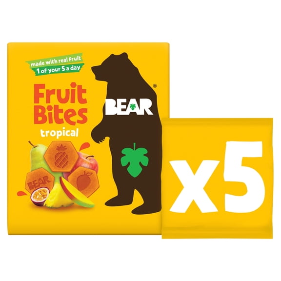 BEAR Fruit Bites Tropical 5x20G, Imported from Britain