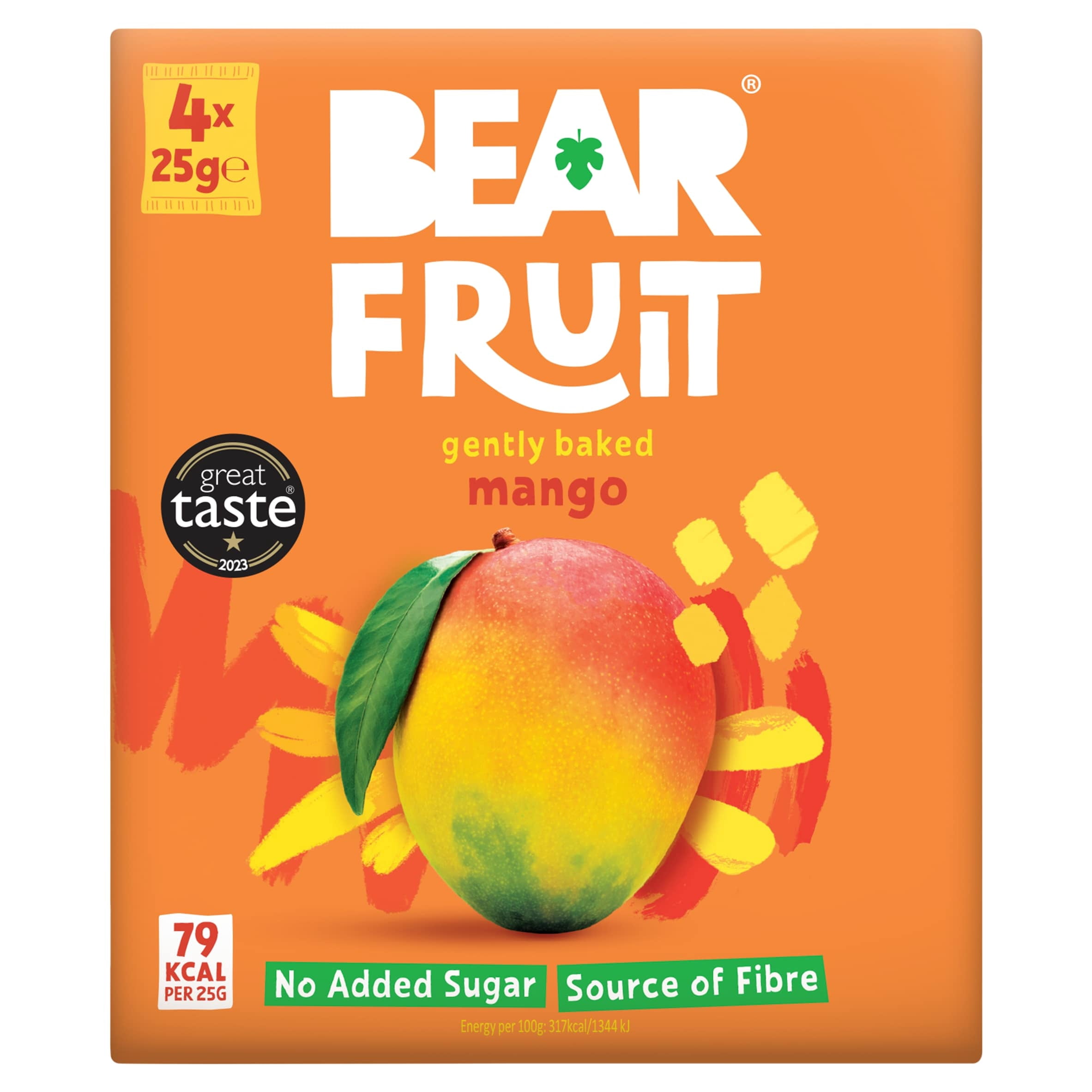 BEAR Fruit Dried Mango 4x25g, Imported from Britain