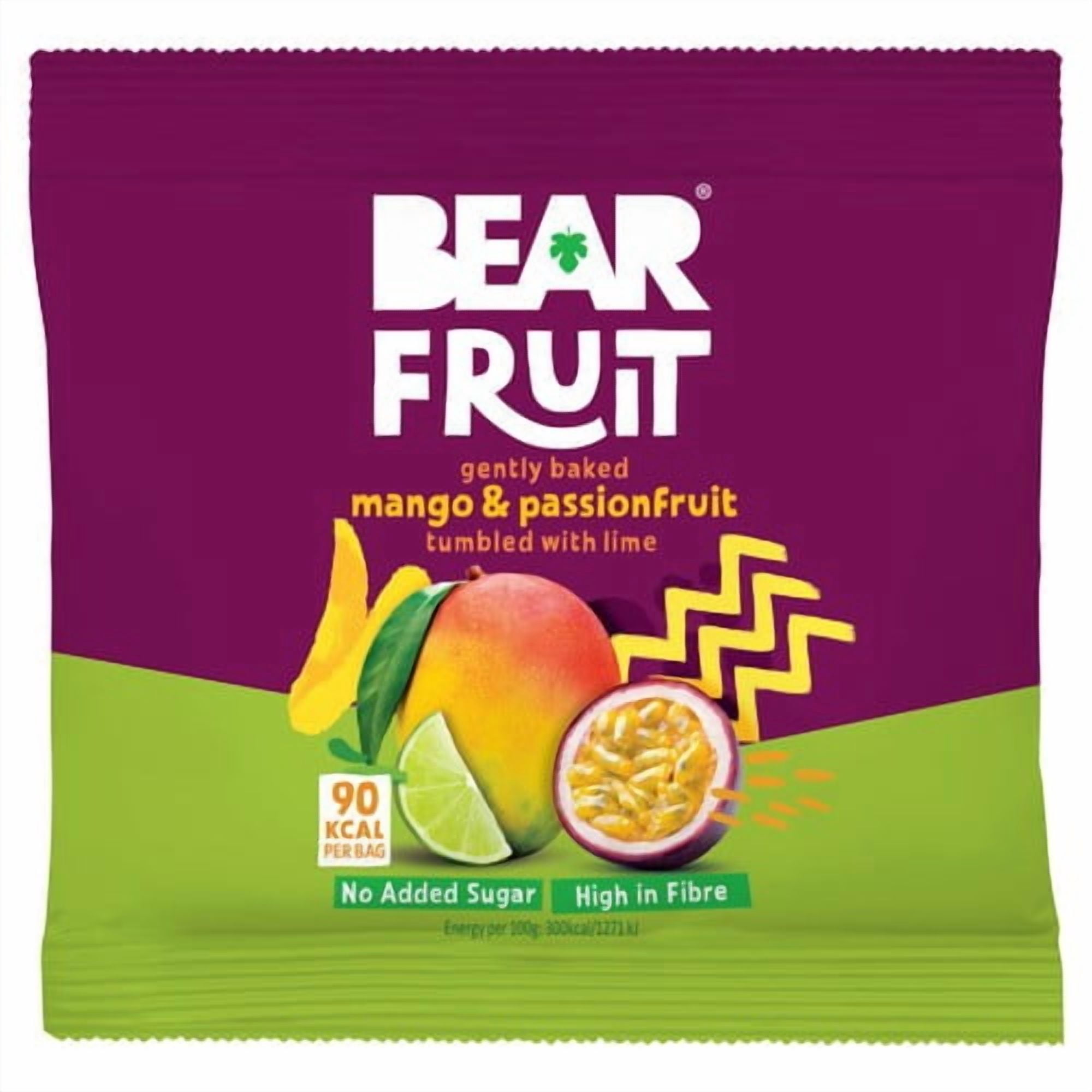 BEAR Fruit Dried Mango & Passionfruit 30g, British Import (Pack of 2)