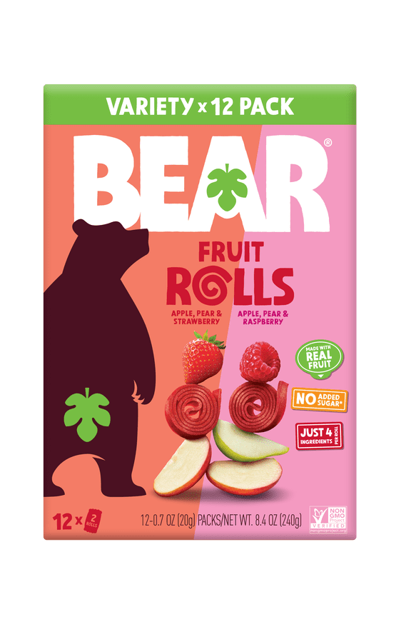 Fruit Rolls Variety Pack Straw/Rasp 8.4oz, No Added Sugar, Non-GMO, 12 count