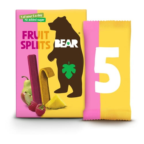 BEAR Fruit Splits Raspberry & Pineapple 5 x 20g, British Import (Pack of 3)