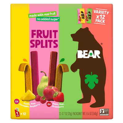BEAR Fruit Splits Variety Pack 8.4oz, 12ct, Non GMO, Vegan