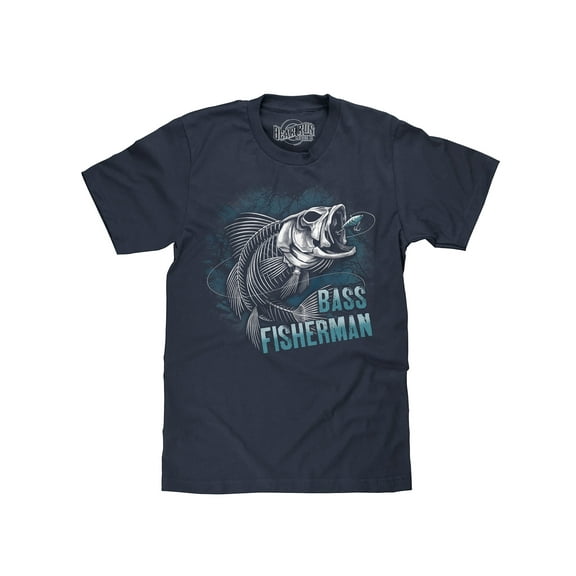 BEAR RUN Men's Bass Fisherman Skeleton Graphic T-Shirt (3XL)