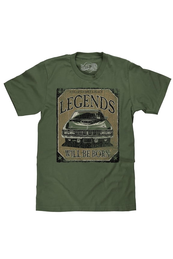 BEAR RUN Men's Distressed Legends Will Be Born 70s Muscle Car T-Shirt (XXL)
