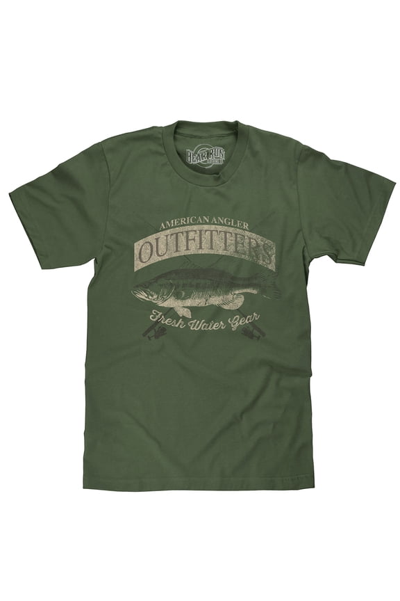 BEAR RUN Men's Faded American Angler Outfitters Bass Fishing Shirt (L)