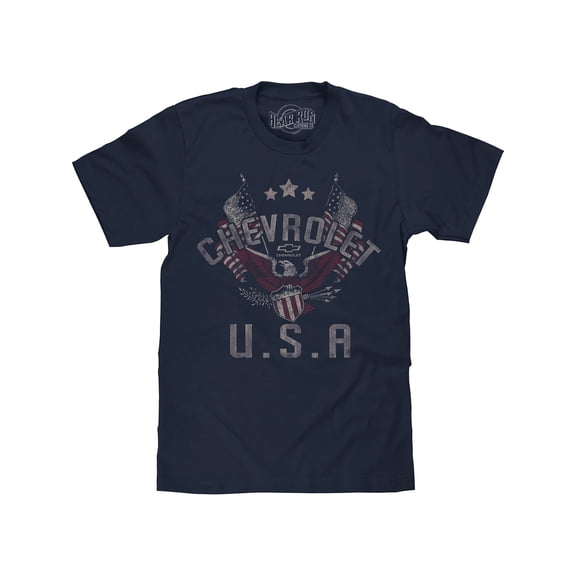 BEAR RUN Men's Faded Chevrolet USA Bald Eagle T-Shirt (XL)