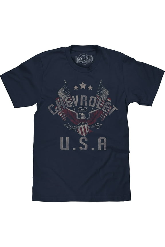 BEAR RUN Men's Faded Chevrolet USA Bald Eagle T-Shirt (XL)