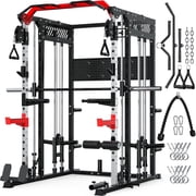 GIKPAL Smith Machine Home Gym, 2300LBS Heavy Duty Power Rack Cage with Squat Rack, Dual Pulley Cable Crossover System, Weight Bar & 360  Landmine