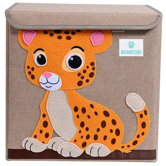 BEARCUBS Cube Burlap Stackable Stylish Cube Animal Toy Chest