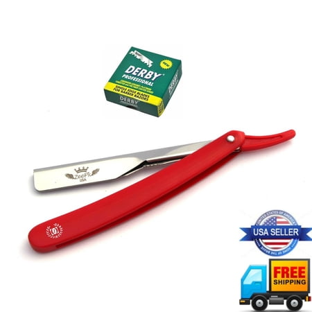 BEARD CUT THROAT NAVAJA SHAVETTE STRAIGHT RAZOR FOLDING KNIFE + 100 DERBY BLADES