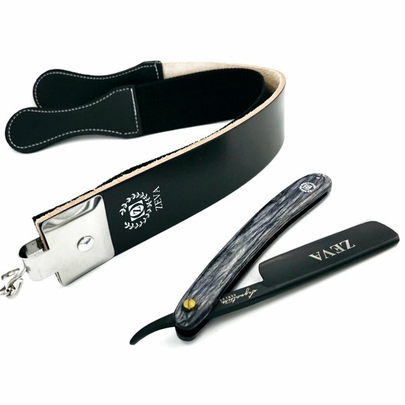 BEARD WET CUT THROAT SHAVE READY STRAIGHT RAZOR + LEATHER SHARPING STROP FOR MEN