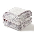 thumbnail image 1 of BEARKISS Heated Blanket Electric Queen Size 84"x90", 250g Flannel & 200g Sherpa, Dual Controllers Even Heating ETL Certified 9 Heat Levels, Light Grayish White, 1 of 7