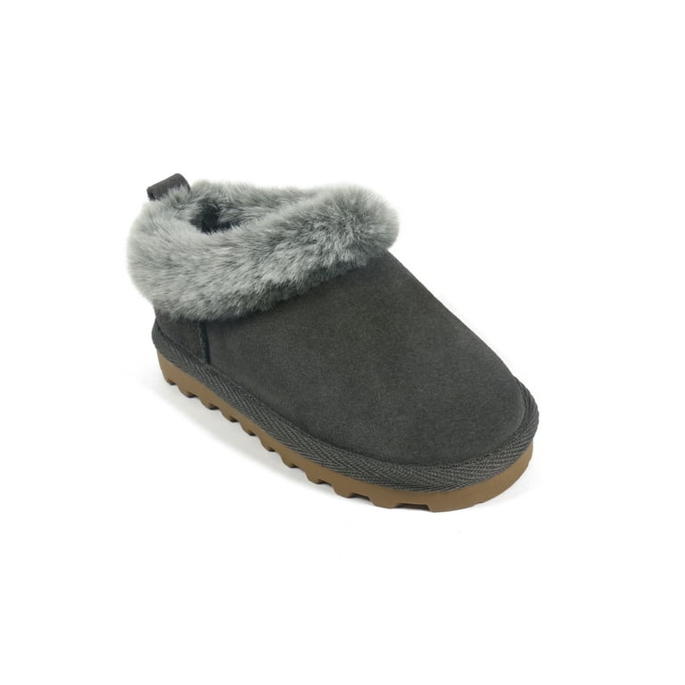 BEARPAW Toddler Asher Suede Slippers Gray Size