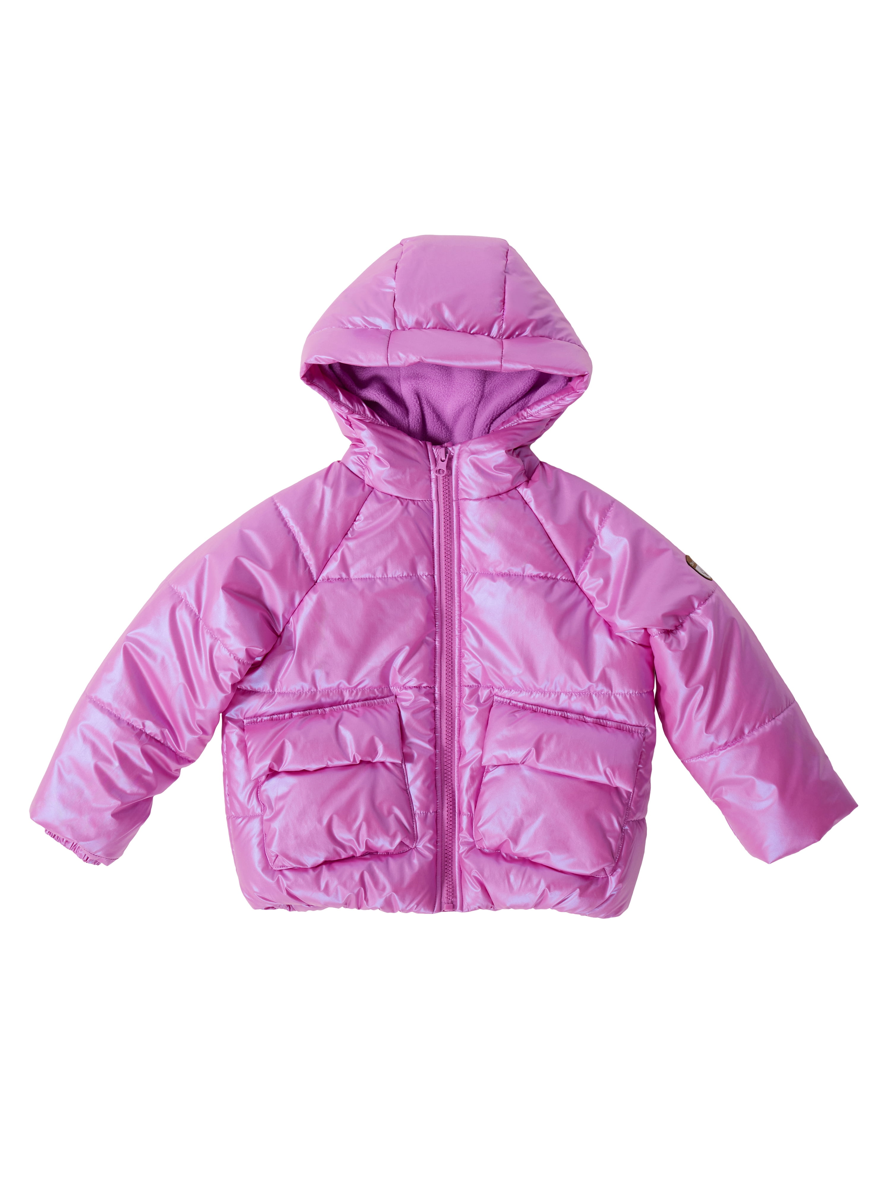 BEARPAW Girl's Metallic Puffer Coat with Hood Jacket - Walmart.com