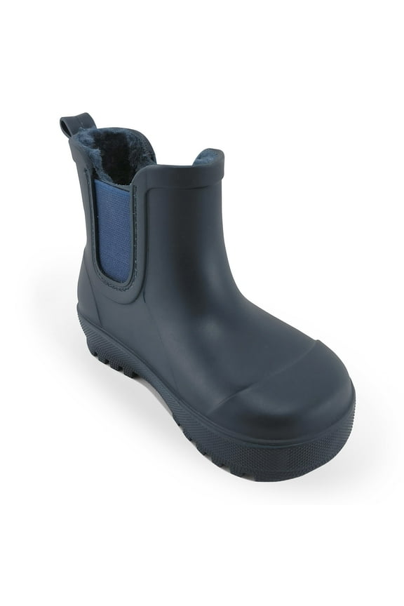 Toddler Chelsea Rain Boots with Faux-Fur Lining - Navy, Size 3