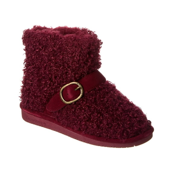 BEARPAW Treasure Suede-Trim Boot, 5, Red