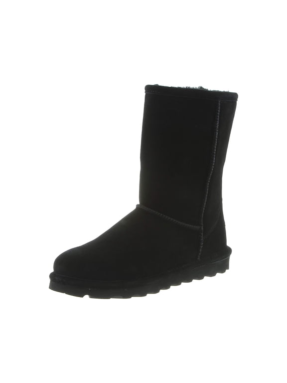 Elle Short Wide Women Winter Boots, Sheepskin Lining, Suede Upper, Cushioned Comfort, Wide Width Pull on Boots