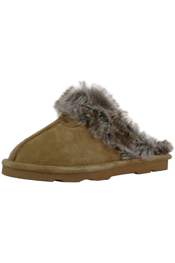 Loki II Slide Slippers for Women, Sheepskin Lining, Suede Upper, Closed Toe Slipper with Rubber Outsole